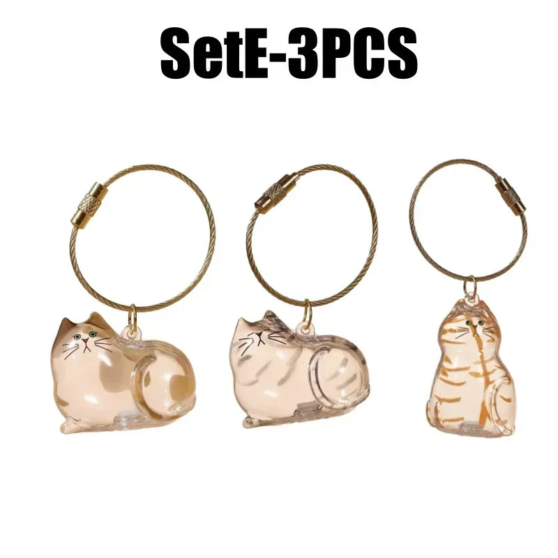 1-40PCS Transparent Cat Fur Display Capsule Toy Pet Hair Memorial Keepsake Pendant with Keychain Memorial Bag