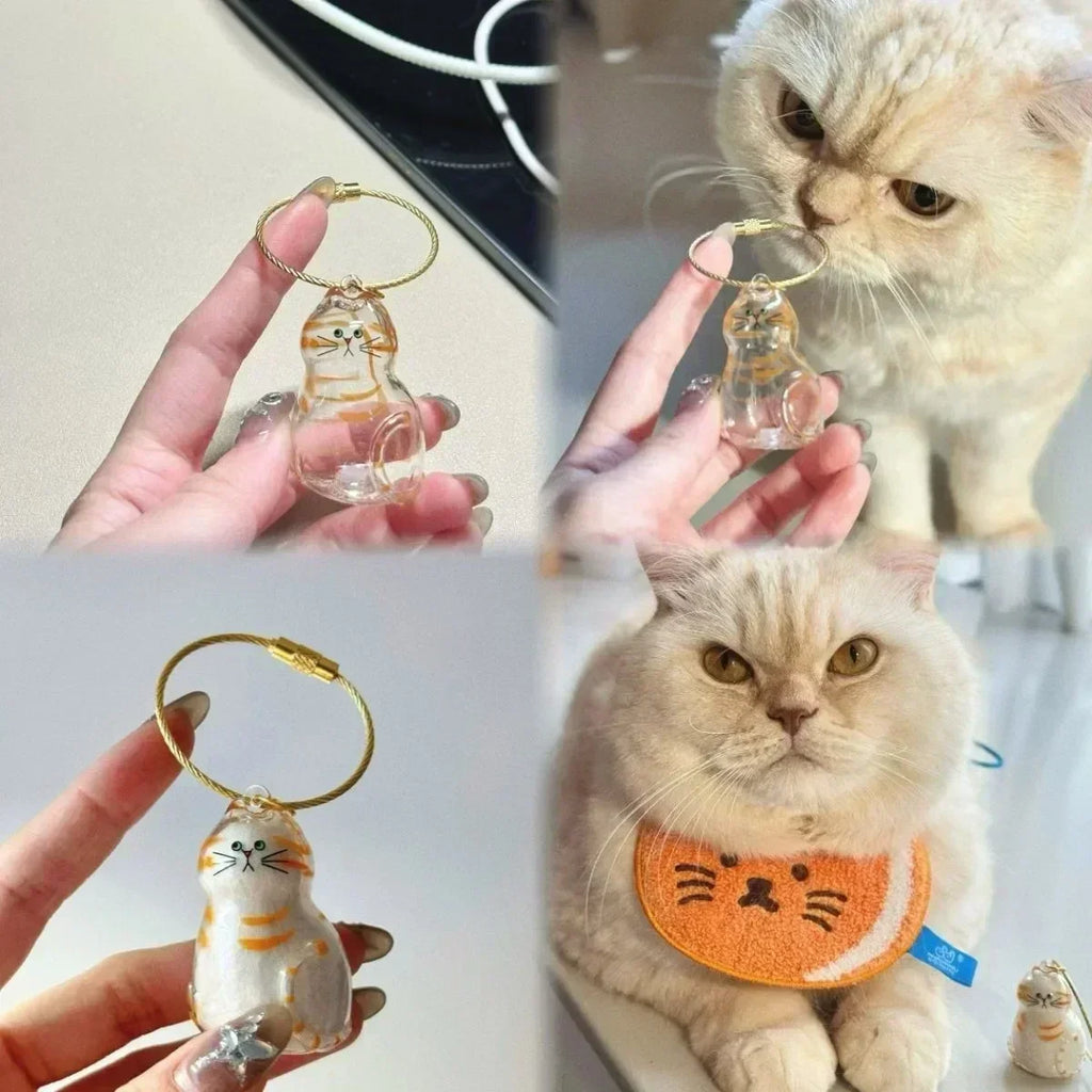 1-40PCS Transparent Cat Fur Display Capsule Toy Pet Hair Memorial Keepsake Pendant with Keychain Memorial Bag