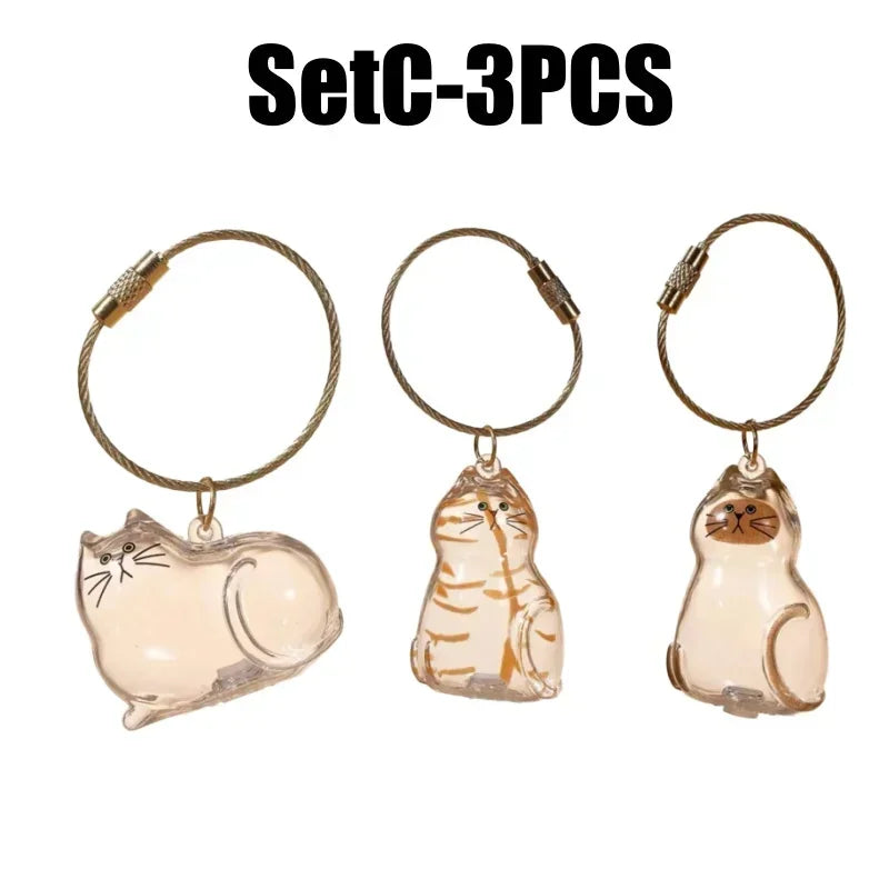 1-40PCS Transparent Cat Fur Display Capsule Toy Pet Hair Memorial Keepsake Pendant with Keychain Memorial Bag