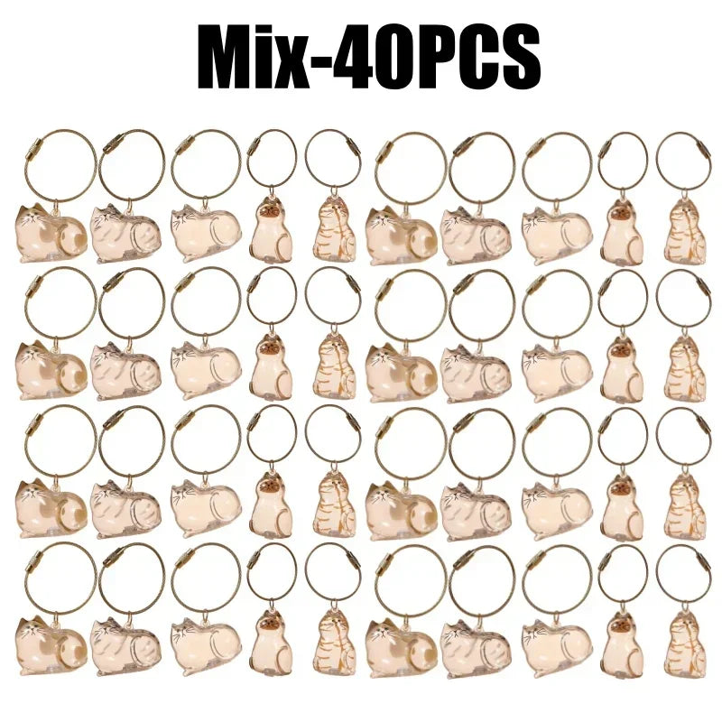 1-40PCS Transparent Cat Fur Display Capsule Toy Pet Hair Memorial Keepsake Pendant with Keychain Memorial Bag