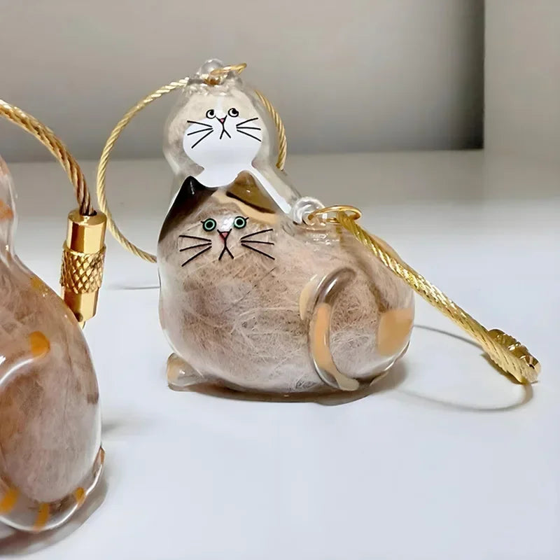 1-40PCS Transparent Cat Fur Display Capsule Toy Pet Hair Memorial Keepsake Pendant with Keychain Memorial Bag