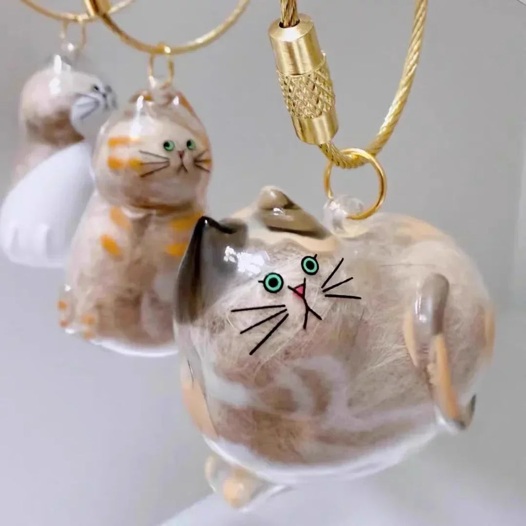 1-40PCS Transparent Cat Fur Display Capsule Toy Pet Hair Memorial Keepsake Pendant with Keychain Memorial Bag