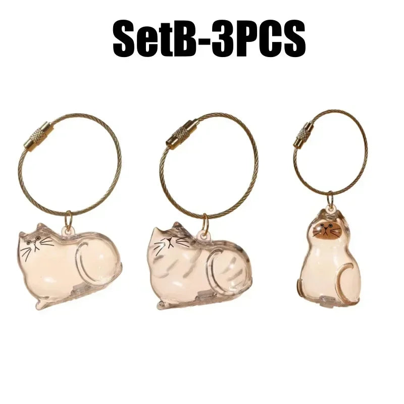 1-40PCS Transparent Cat Fur Display Capsule Toy Pet Hair Memorial Keepsake Pendant with Keychain Memorial Bag