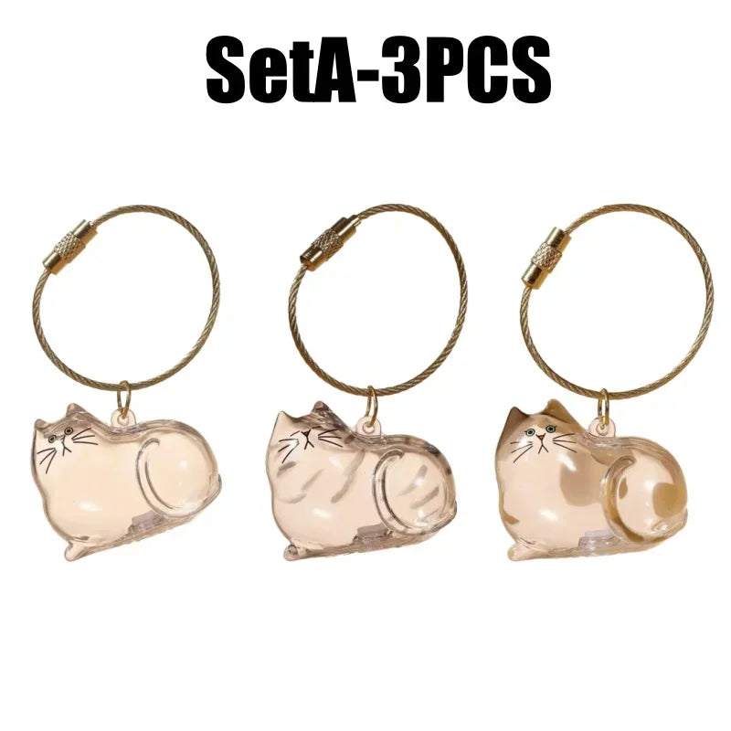 1-40PCS Transparent Cat Fur Display Capsule Toy Pet Hair Memorial Keepsake Pendant with Keychain Memorial Bag
