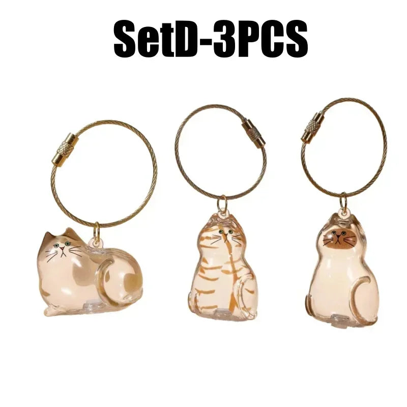 1-40PCS Transparent Cat Fur Display Capsule Toy Pet Hair Memorial Keepsake Pendant with Keychain Memorial Bag